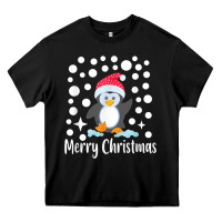 Black penguin merry christmas with snow Heavy Core Tee - linhVisuals
