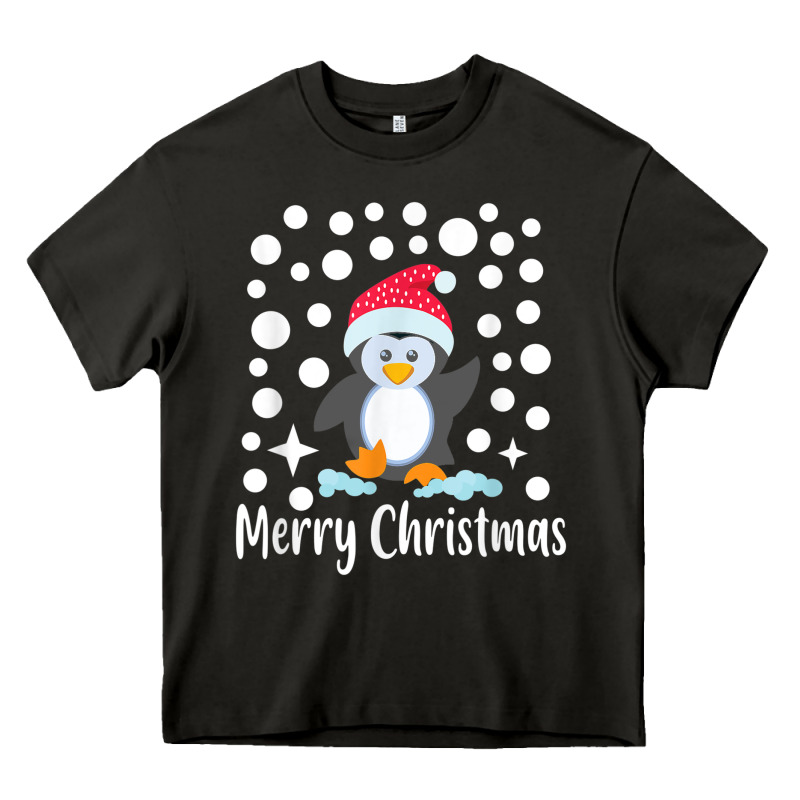 Penguin Merry Christmas With Snow Heavy Core Tee by linhVisuals | Teevron