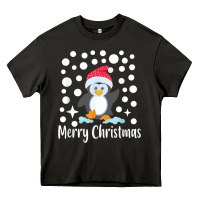 Asphalt penguin merry christmas with snow Heavy Core Tee - linhVisuals