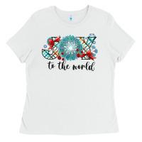White Joy to the World Ladies Tee - CowhideDigitalArt
