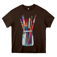 Chocolate Brown Paint Brushes Heavy Core Tee - linhVisuals