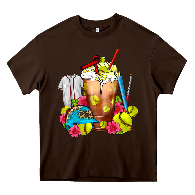 Softball Frappe Coffee Heavy Core Tee by FaDigitalArtStudio | Teevron