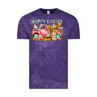 Cloud Purple Happy Easter Animal Farm Truck Vintage Tee - CowhideDigitalArt