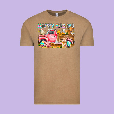 Happy Easter Animal Farm Truck Vintage Tee Designed By Cowhidedigitalart