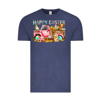 Vintage Denim Happy Easter Animal Farm Truck Vintage Tee - CowhideDigitalArt