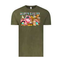 Vintage Olive Happy Easter Animal Farm Truck Vintage Tee - CowhideDigitalArt