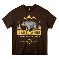 Chocolate Brown womens lake tahoe national park california nevada vintage bear men v n Heavy Core Tee - linhVisuals