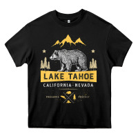 Black womens lake tahoe national park california nevada vintage bear men v n Heavy Core Tee - linhVisuals
