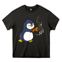 Asphalt penguin playing violin animal Heavy Core Tee - linhVisuals