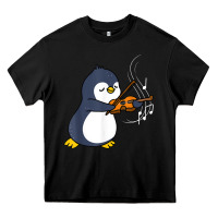 Black penguin playing violin animal Heavy Core Tee - linhVisuals