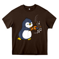 Penguin Playing Violin Animal Heavy Core Tee | Teevron