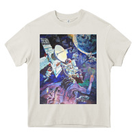 Cream spaceship earth mural Heavy Core Tee - linhVisuals