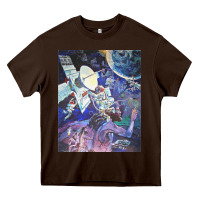Chocolate Brown spaceship earth mural Heavy Core Tee - linhVisuals