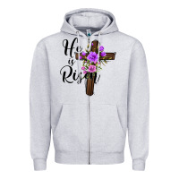 Heather Grey he is risen matthew 28 6 Zipper Hoodie - Jasminsmagicworld