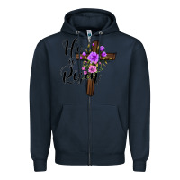 Navy he is risen matthew 28 6 Zipper Hoodie - Jasminsmagicworld