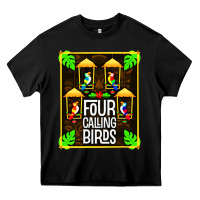 Black four calling birds Heavy Core Tee - linhVisuals