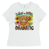 White just a little dramatic Ladies Tee - CowhideDigitalArt