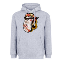 Heather Grey Baseball Tongue Heavyweight Hoodie - Jasminsmagicworld