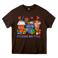 Chocolate Brown It's Game Day Y'all Basketball Coffee Cups Heavy Core Tee - FaDigitalArtStudio