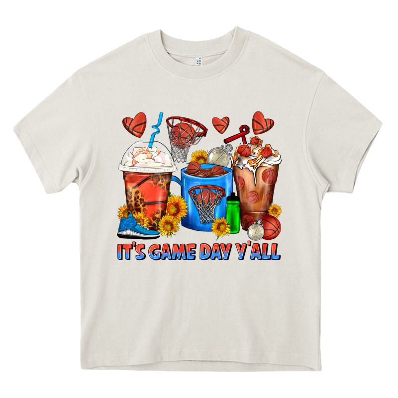 It's Game Day Y'all Basketball Coffee Cups Heavy Core Tee by FaDigitalArtStudio | Teevron