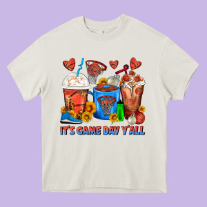 It's Game Day Y'all Basketball Coffee Cups Heavy Core Tee Designed By Fadigitalartstudio
