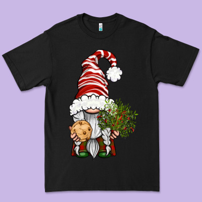 Christmas Gnome With Cookie Premium Tee Designed By Bundleandbundleshop