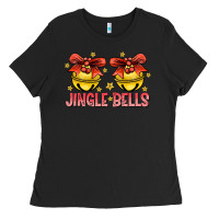 Black Jingle Bells Ladies Tee - CowhideDigitalArt