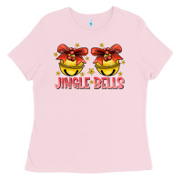 Bubblegum Pink Jingle Bells Ladies Tee - CowhideDigitalArt