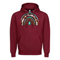 Burgundy blessed western rainbow Zipper Hoodie - Jasminsmagicworld