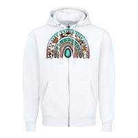 White blessed western rainbow Zipper Hoodie - Jasminsmagicworld