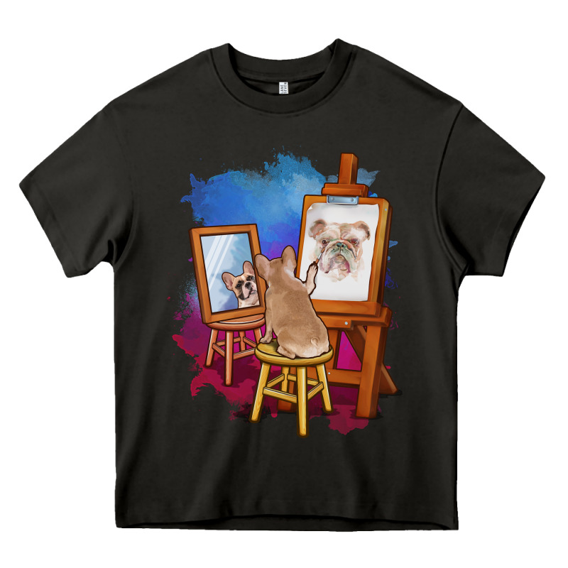 French Bulldog Painting Bulldog Artist Art Animals Graphic Long Sleeve Heavy Core Tee by linhVisuals | Teevron