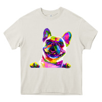 Cream frenchie french bulldog pop art portrait bouledogue t shirt Heavy Core Tee - linhVisuals