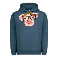 Pigment Midnight Navy sunflowers with pig Urban Hoodie - RanaPortraitStore