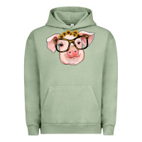 Pigment Oil Green sunflowers with pig Urban Hoodie - RanaPortraitStore