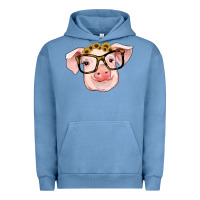 Pigment Pebble Blue sunflowers with pig Urban Hoodie - RanaPortraitStore