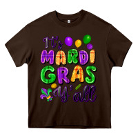 Chocolate Brown It's Mardi Gras y'all Heavy Core Tee - FaDigitalArtStudio