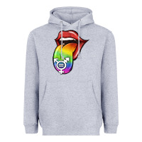Heather Grey Pride LGBT Sign Tongue Heavyweight Hoodie - Jasminsmagicworld