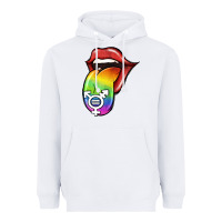 White Pride LGBT Sign Tongue Heavyweight Hoodie - Jasminsmagicworld