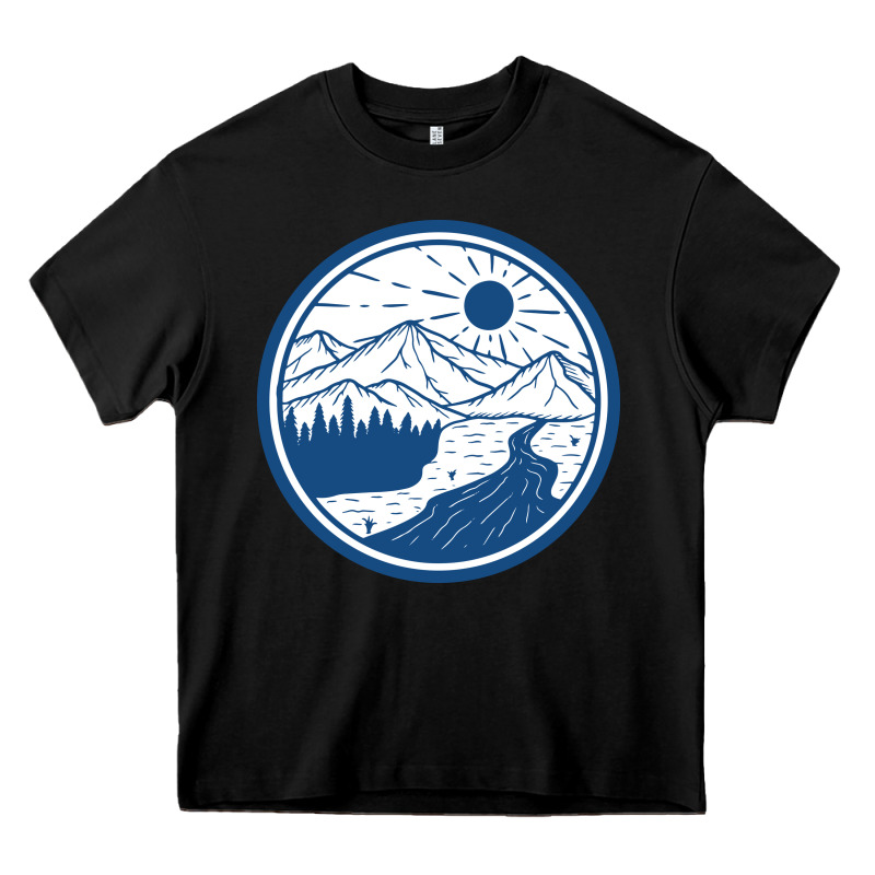 River Mountain Badge Heavy Core Tee by linhVisuals | Teevron
