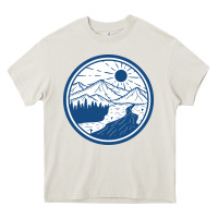 Cream River Mountain Badge Heavy Core Tee - linhVisuals