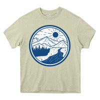 Mossy River Mountain Badge Heavy Core Tee - linhVisuals