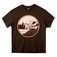 Chocolate Brown River Forest Brown Heavy Core Tee - linhVisuals