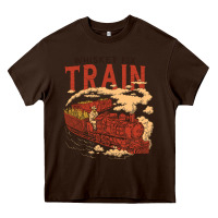 Chocolate Brown Whiskey Train Heavy Core Tee - linhVisuals