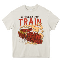 Cream Whiskey Train Heavy Core Tee - linhVisuals