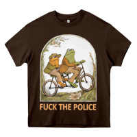 Chocolate Brown Frogs And Toad Fucks The Police Heavy Core Tee - linhVisuals