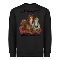 Black just a girl who loves horses no background Heavyweight Sweatshirt - RanaPortraitStore