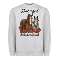Heather Grey just a girl who loves horses no background Heavyweight Sweatshirt - RanaPortraitStore