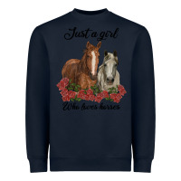 Navy just a girl who loves horses no background Heavyweight Sweatshirt - RanaPortraitStore