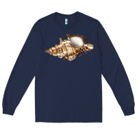 Navy murex snail Long Sleeve Tee - LillyAllenDesigns