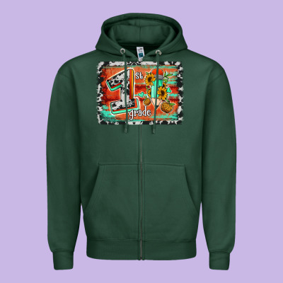 Western Back To School 1st Grade Zipper Hoodie Designed By Jasminsmagicworld